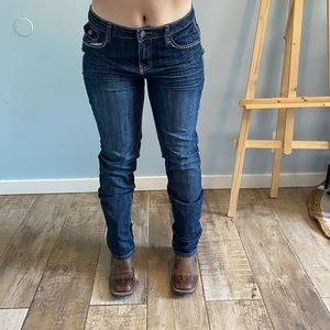 Earl jeans low rise, size 12, jewel embroidery